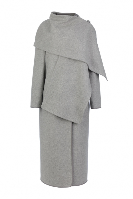 Coat with scarf, gray