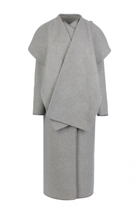 Coat with scarf, gray