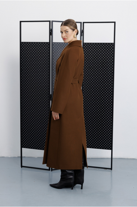 Wrap coat with shawl collar, camel