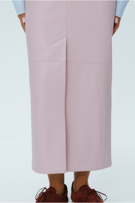 Vegan leather midi skirt, pink