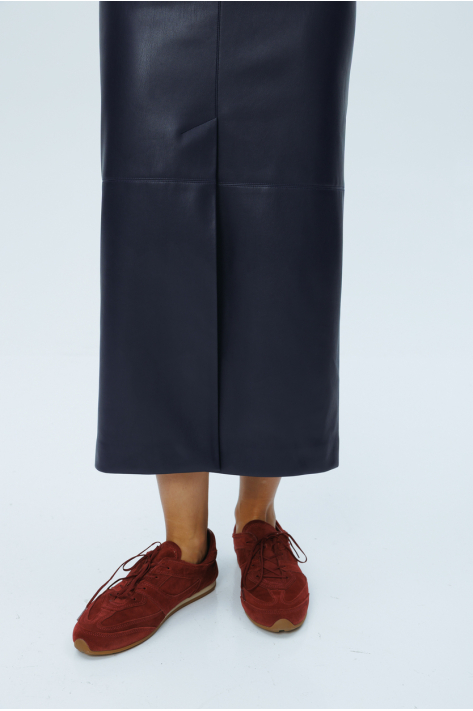 Vegan leather midi skirt, blue Vegan leather midi skirt, blue