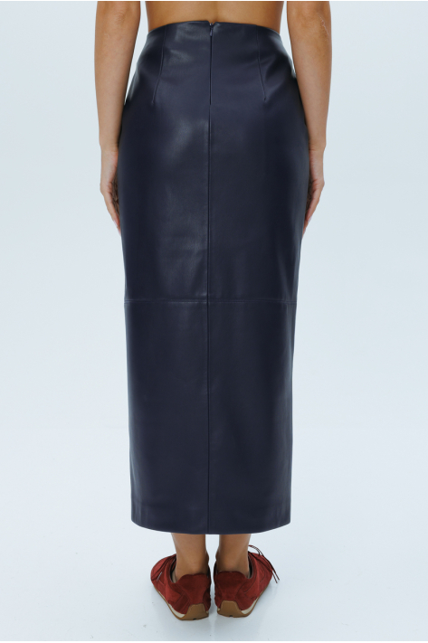 Vegan leather midi skirt, blue Vegan leather midi skirt, blue