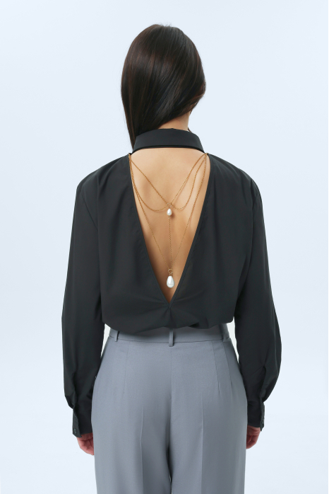 Shirt with decorative detail, black