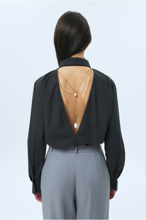 Shirt with decorative detail, black Shirt with decorative detail, black