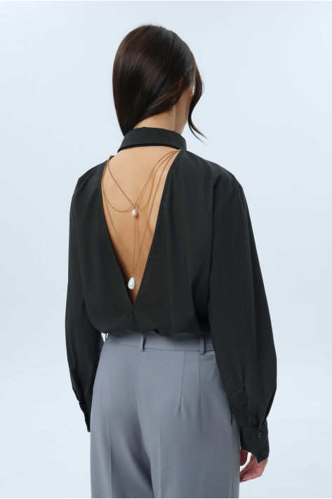 Shirt with decorative detail, black Shirt with decorative detail, black