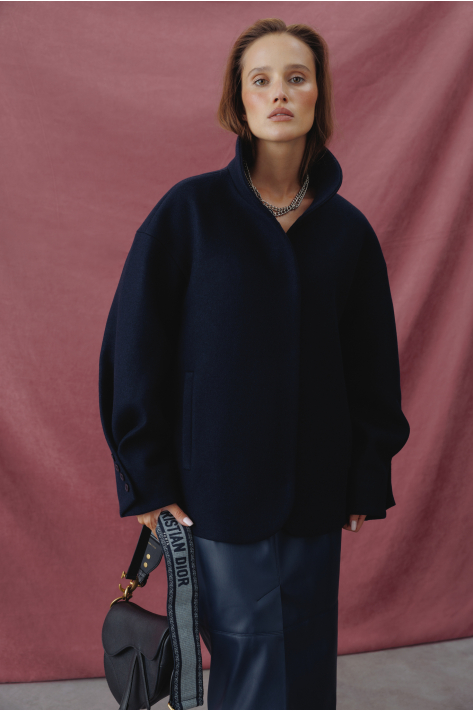 Cropped wool coat, blue Cropped wool coat, blue