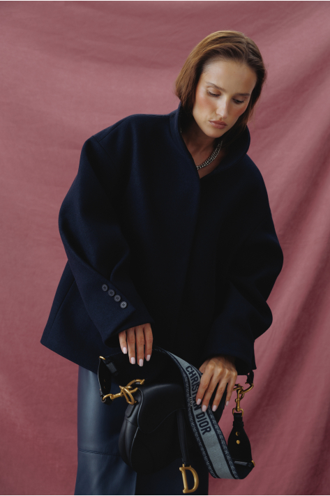 Cropped wool coat, blue Cropped wool coat, blue