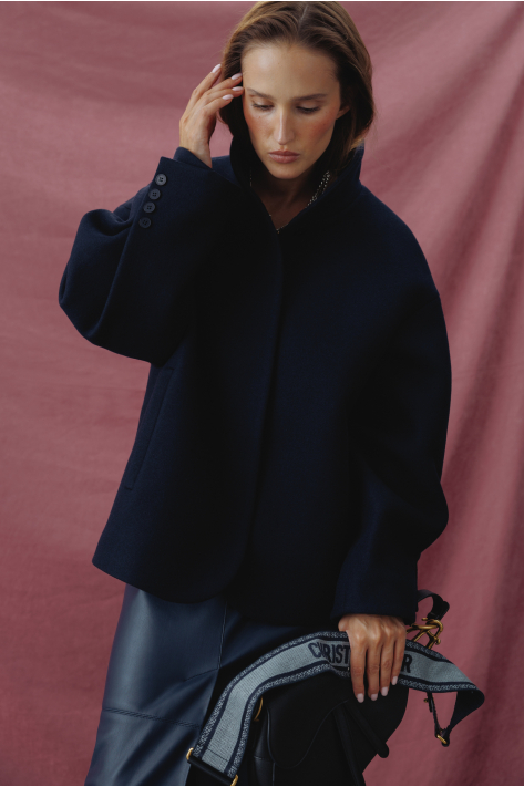 Cropped wool coat, blue Cropped wool coat, blue