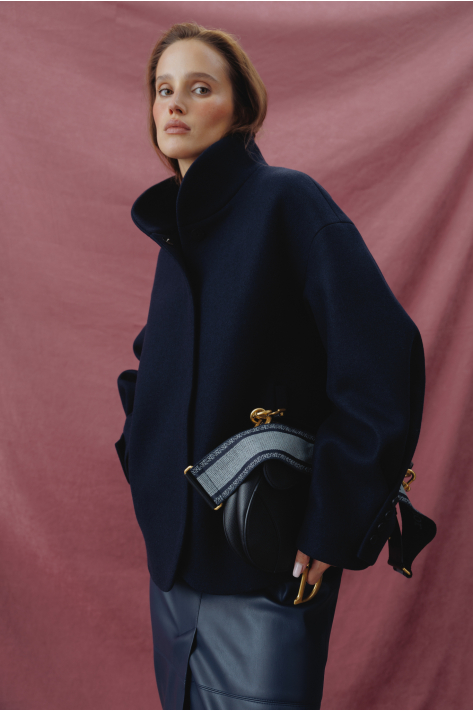 Cropped wool coat, blue Cropped wool coat, blue