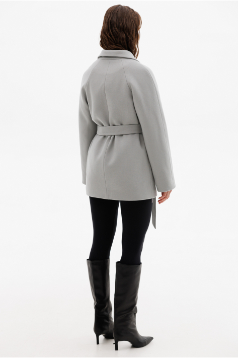 Cropped double-breasted insulated coat, gray