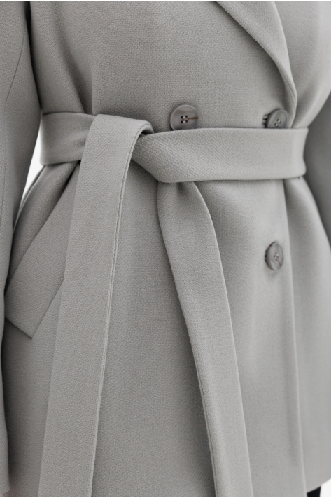 Cropped double-breasted insulated coat, gray