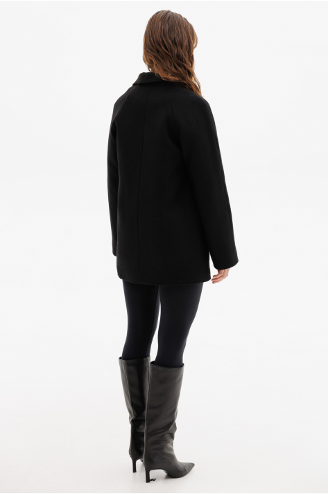 Cropped double-breasted insulated coat, black Cropped double-breasted insulated coat, black