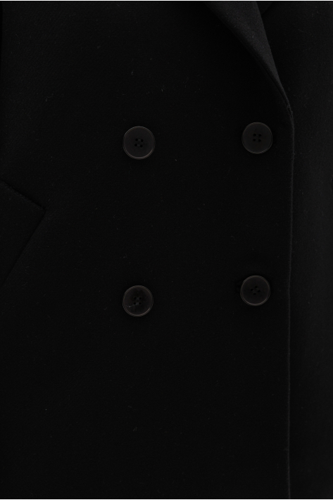 Cropped double-breasted insulated coat, black Cropped double-breasted insulated coat, black