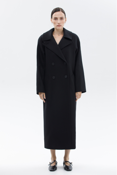 Double-breasted woolcoat, black
