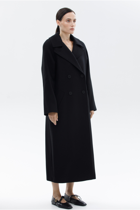Double-breasted woolcoat, black Double-breasted woolcoat, black