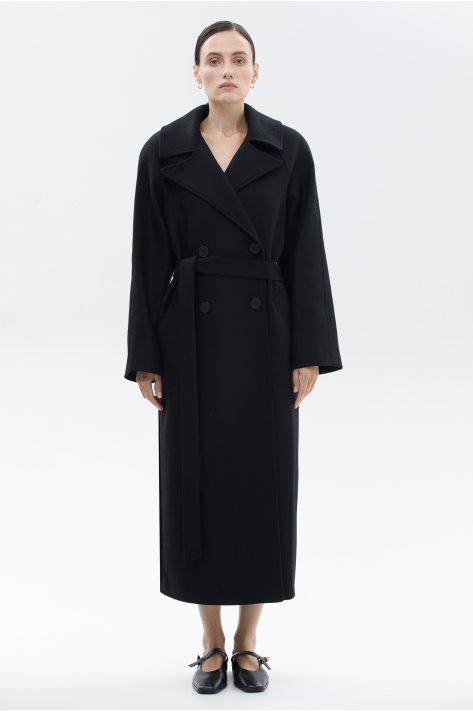 Double-breasted woolcoat, black Double-breasted woolcoat, black