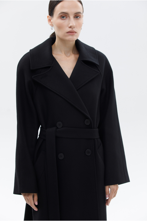 Double-breasted woolcoat, black Double-breasted woolcoat, black