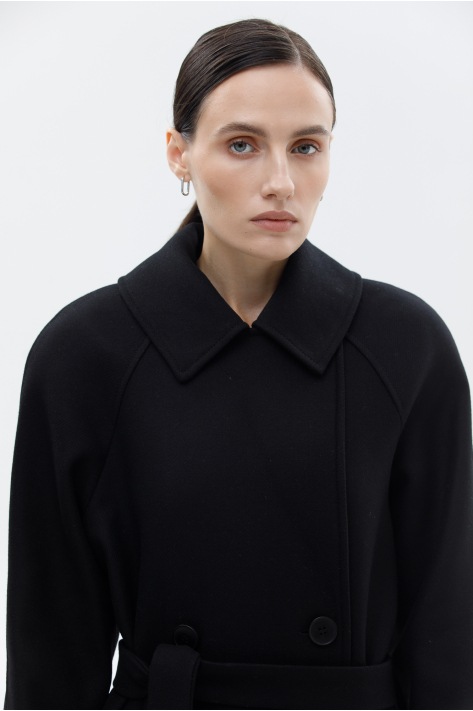 Double-breasted woolcoat, black Double-breasted woolcoat, black