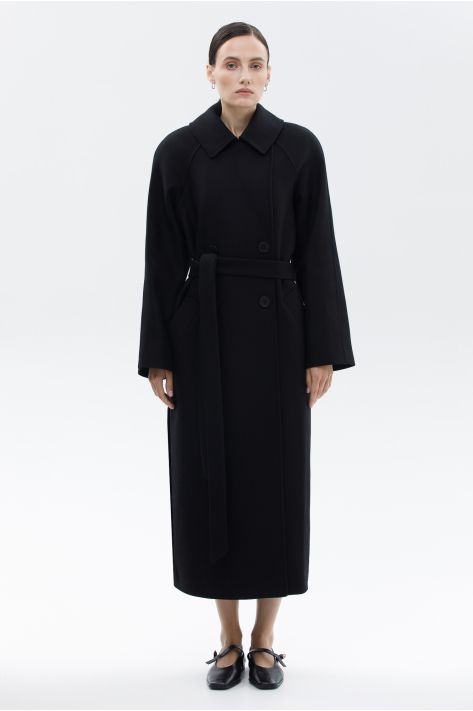 Double-breasted woolcoat, black Double-breasted woolcoat, black