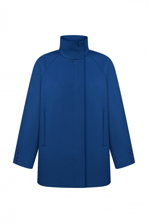 Short coat with a high collar, navy