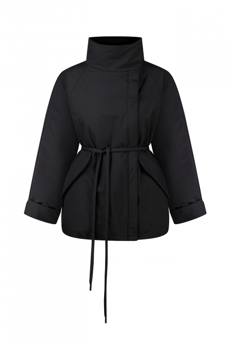 Пуховик с воротником-стойкой укороченный, чёрный