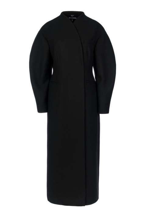 Cocoon wool coat, black