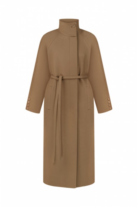 Coat with a high collar, beige