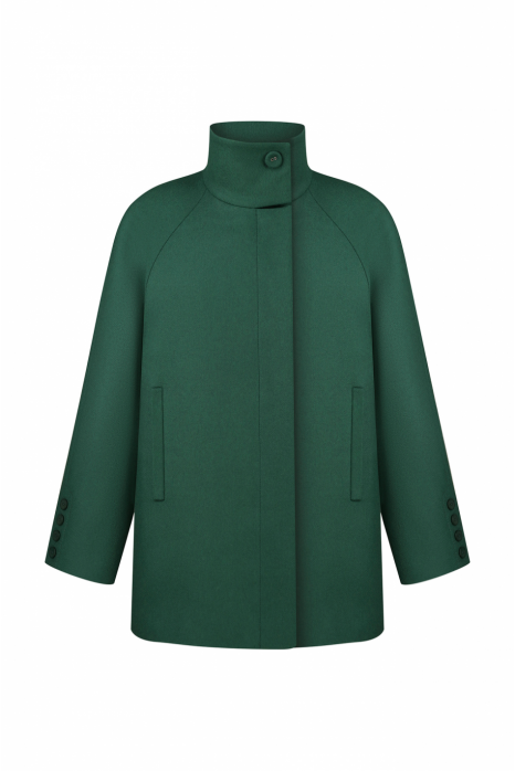 Short coat with a high collar, green