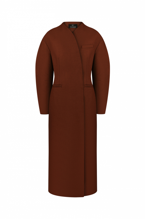 Cocoon wool coat, terracotta