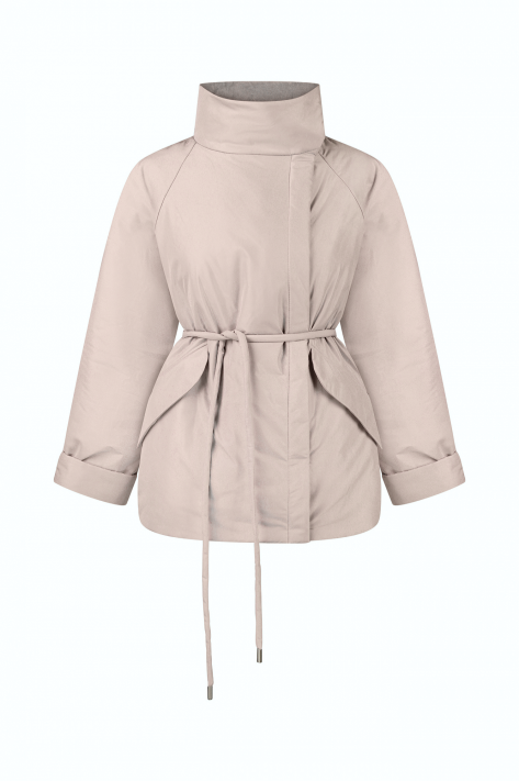 Short down jacket with a stand-up collar, beige