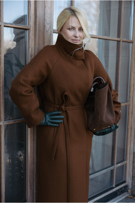Coat with a high collar, camel Coat with a high collar, camel
