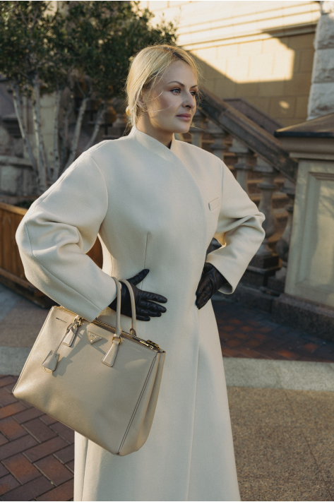 Cocoon wool coat, milk