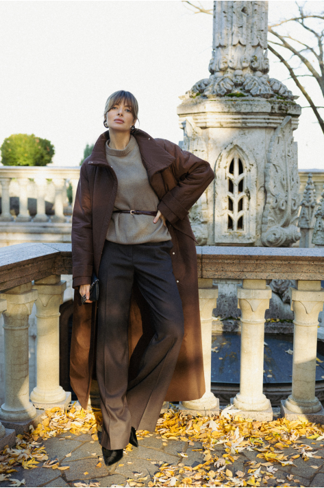 Пуховик з коміром-стійкою, шоколадний Пуховик з коміром-стійкою, шоколадний