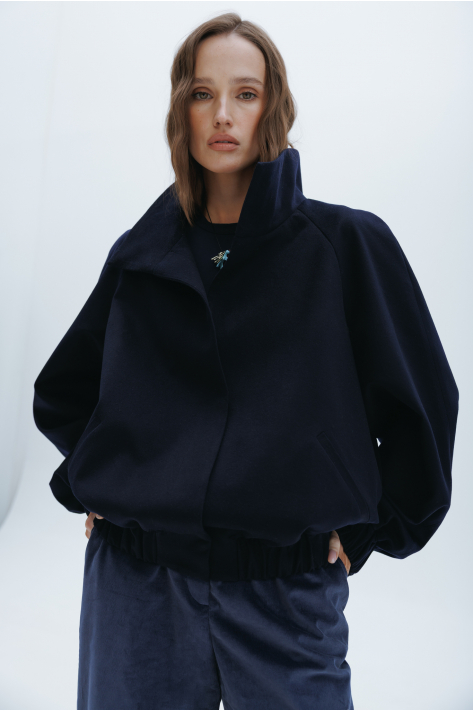 Cashmere bomber jacket, blue