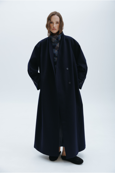 Long cashmere coat, blue Long cashmere coat, blue