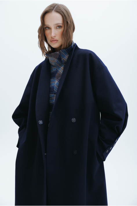 Long cashmere coat, blue Long cashmere coat, blue