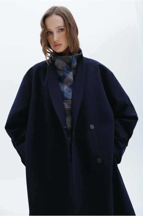 Long cashmere coat, blue Long cashmere coat, blue