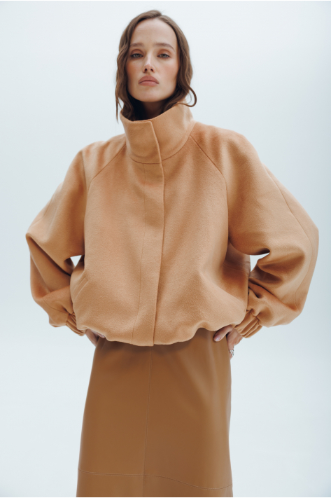 Cashmere bomber jacket, camel