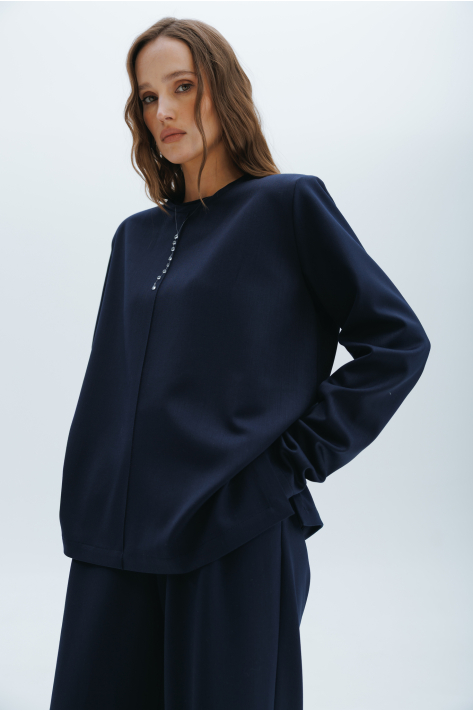 Tailored fabric top, blue