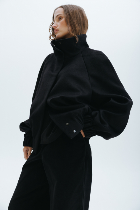 Cashmere bomber jacket, black