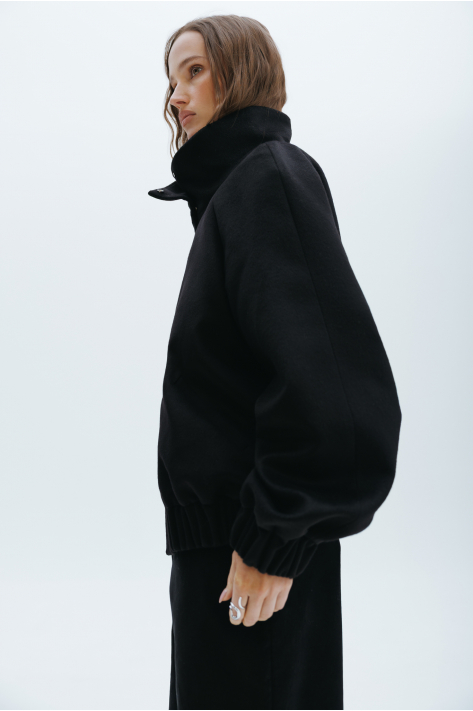 Cashmere bomber jacket, black