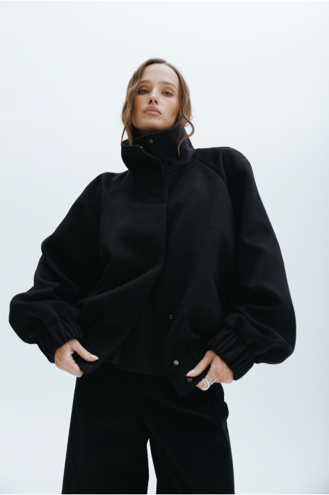 Cashmere bomber jacket, black