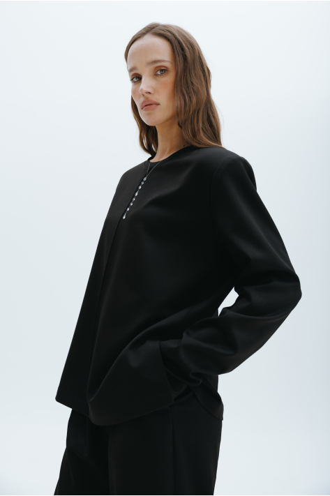 Tailored fabric top, black