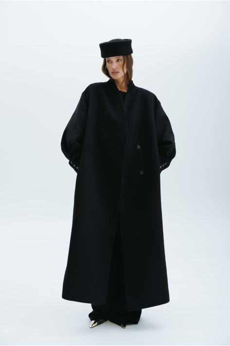 Long cashmere coat, black