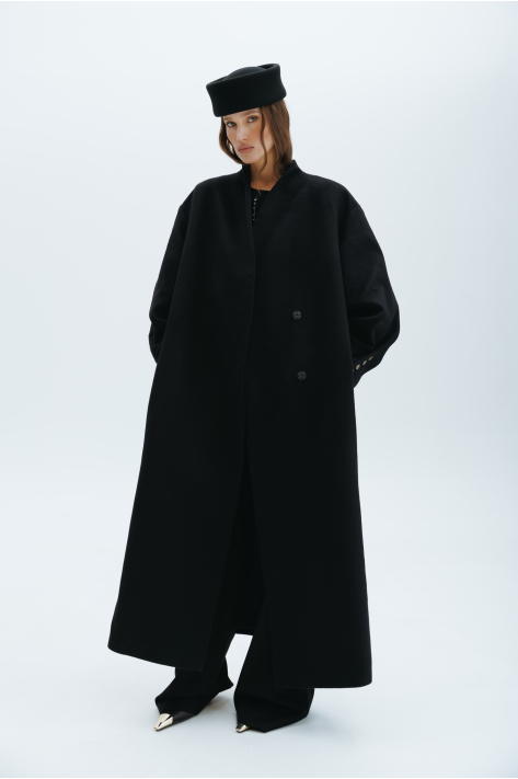 Long cashmere coat, black