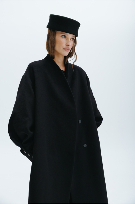 Long cashmere coat, black