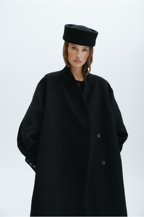 Long cashmere coat, black