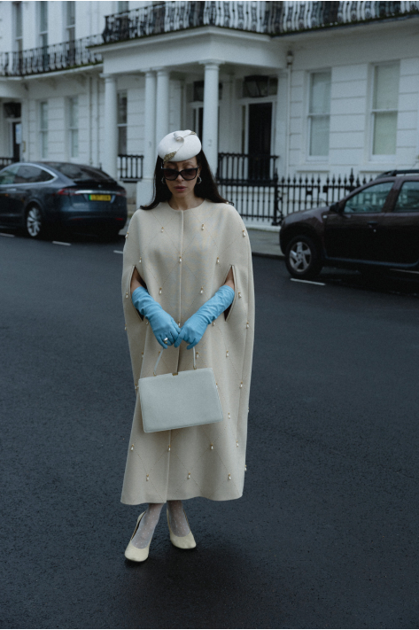 Italian Wool Cape, milk