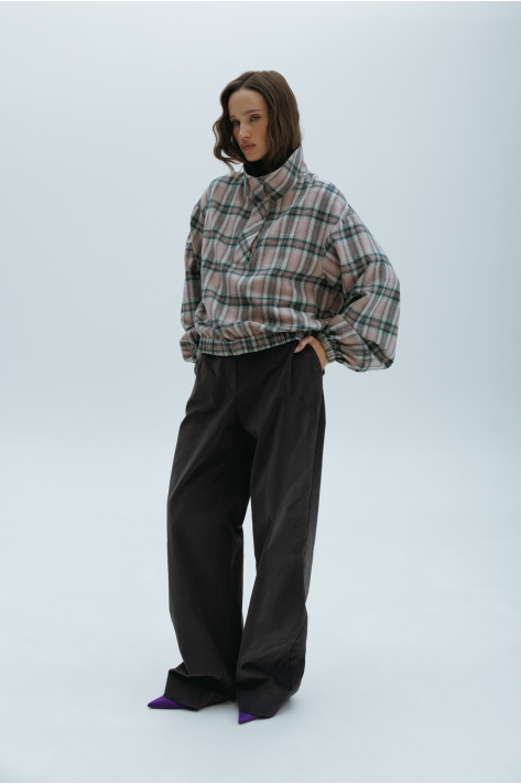 Flannel bomber jacket, gray