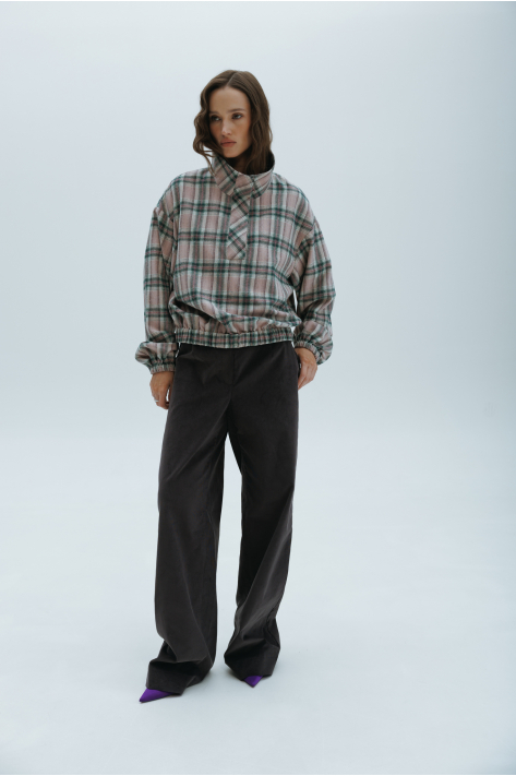 Flannel bomber jacket, gray